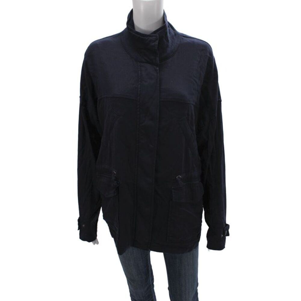 Michael Stars Unisex Blue Tencel Anorak Jacket Button Closure Size L
